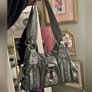 Vintage Blue Studded Shoulder Bag